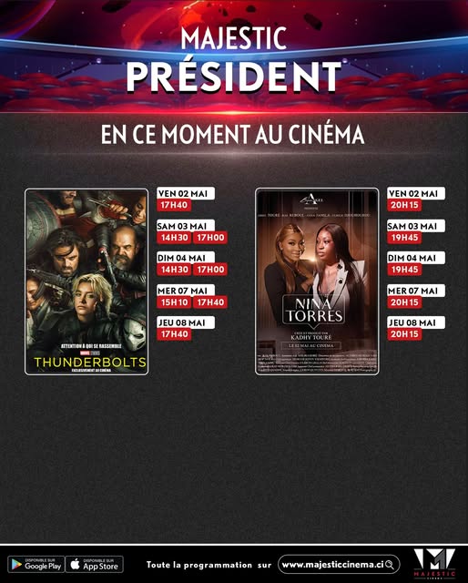 Découvrez la liste des films à l’affiche et le programme hebdomadaire des projections dans la salle de <b>Majestic president</b>