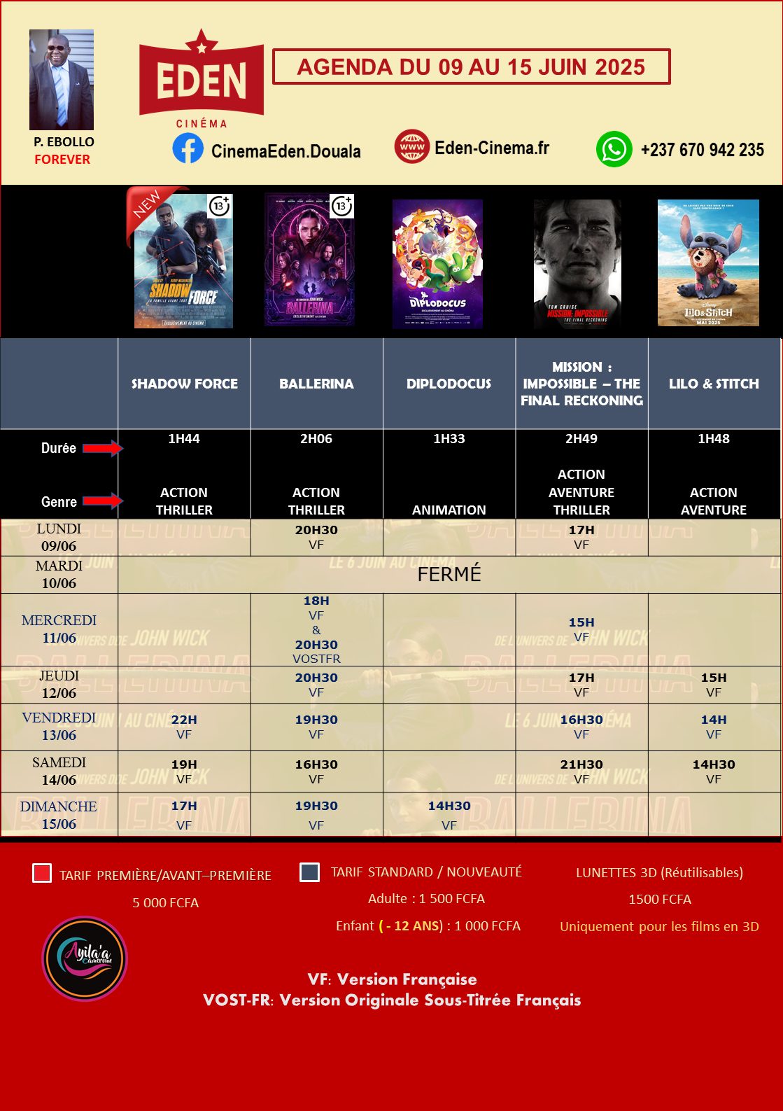 Découvrez la liste des films à l’affiche et le programme hebdomadaire des projections dans la salle de <b>Cinéma Eden</b>